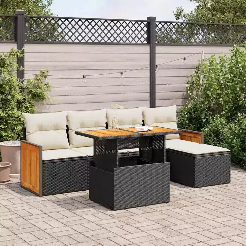vidaXL Salon de jardin avec coussins - résine tressée