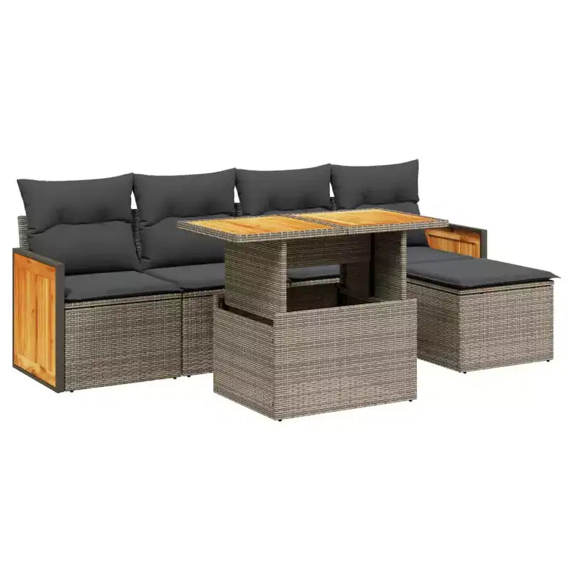 vidaXL Salon de jardin avec coussins - résine tressée