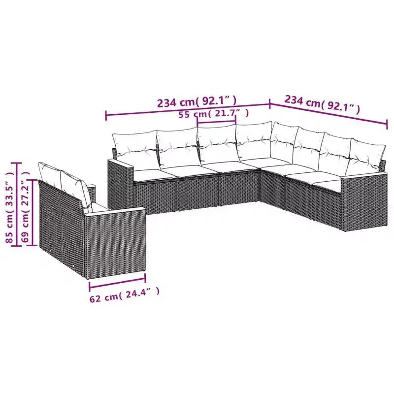 vidaXL Salon de jardin modulaire spacieux avec coussins amovibles