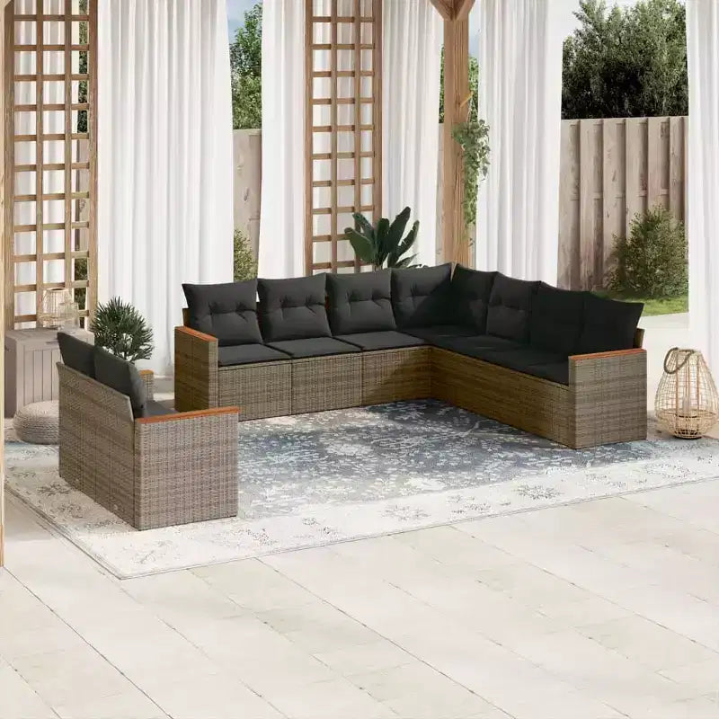 vidaXL Salon de jardin modulaire spacieux avec coussins amovibles
