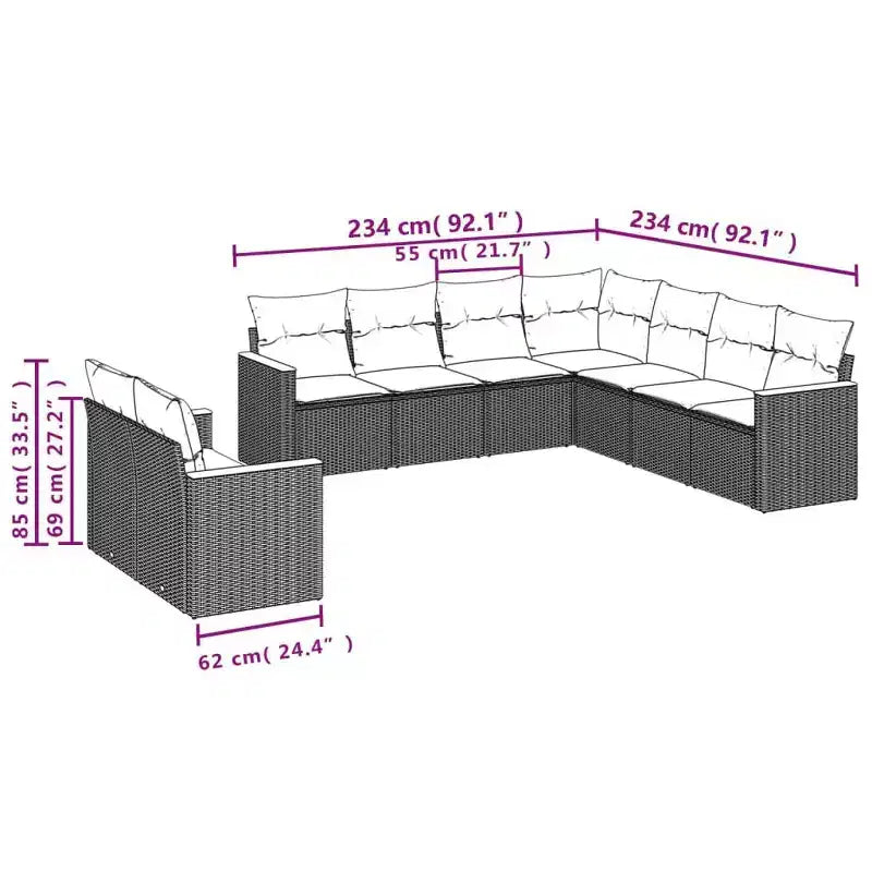 vidaXL Salon de jardin modulaire spacieux avec coussins amovibles