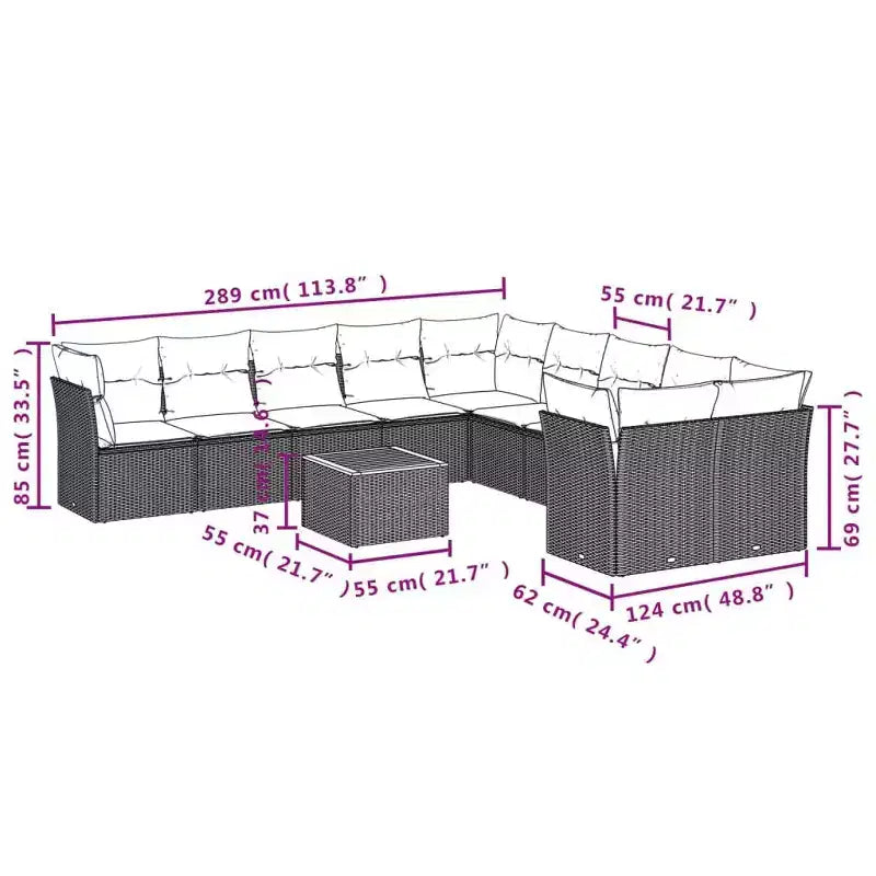 vidaXL Salon de jardin modulable avec coussins