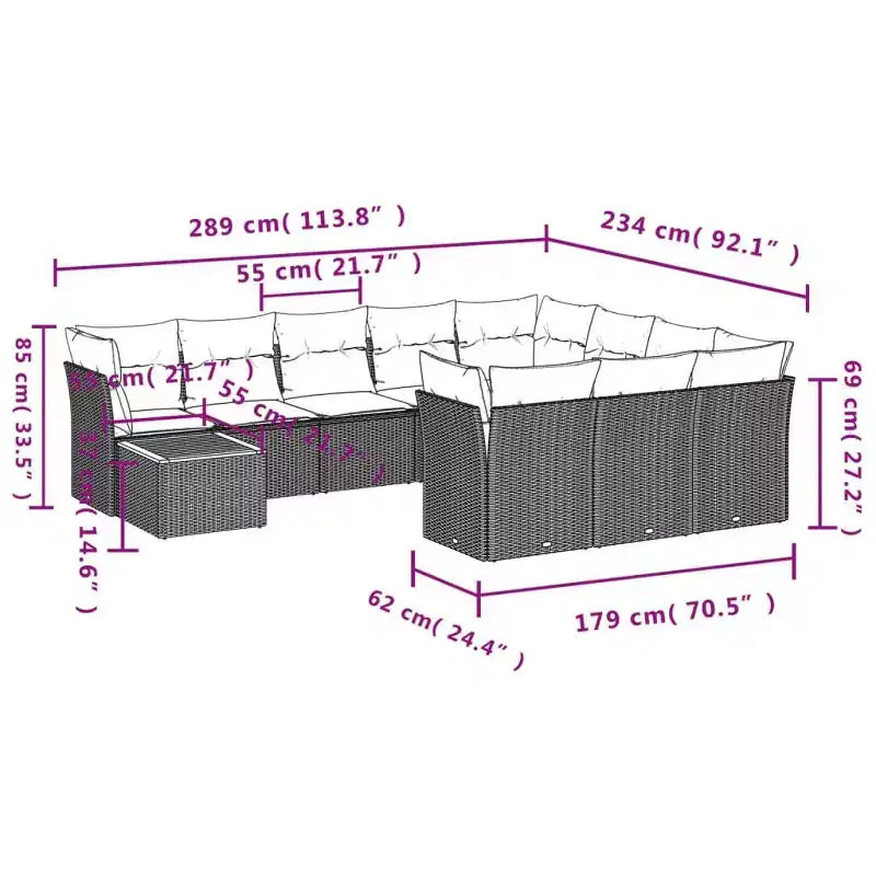 vidaXL Salon de jardin modulable avec coussins