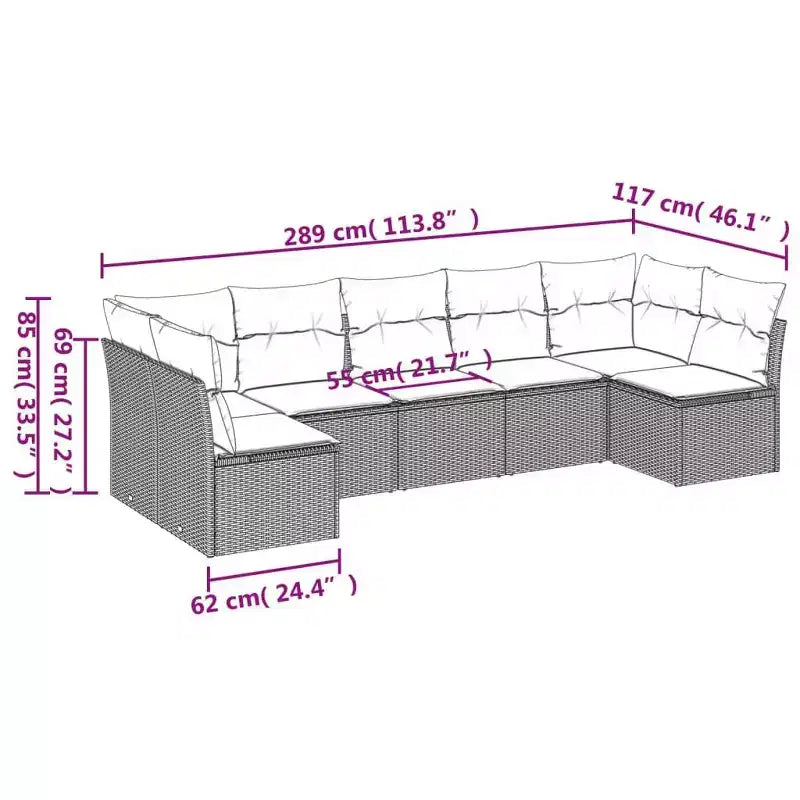 vidaXL Salon de jardin modulable avec coussins et table