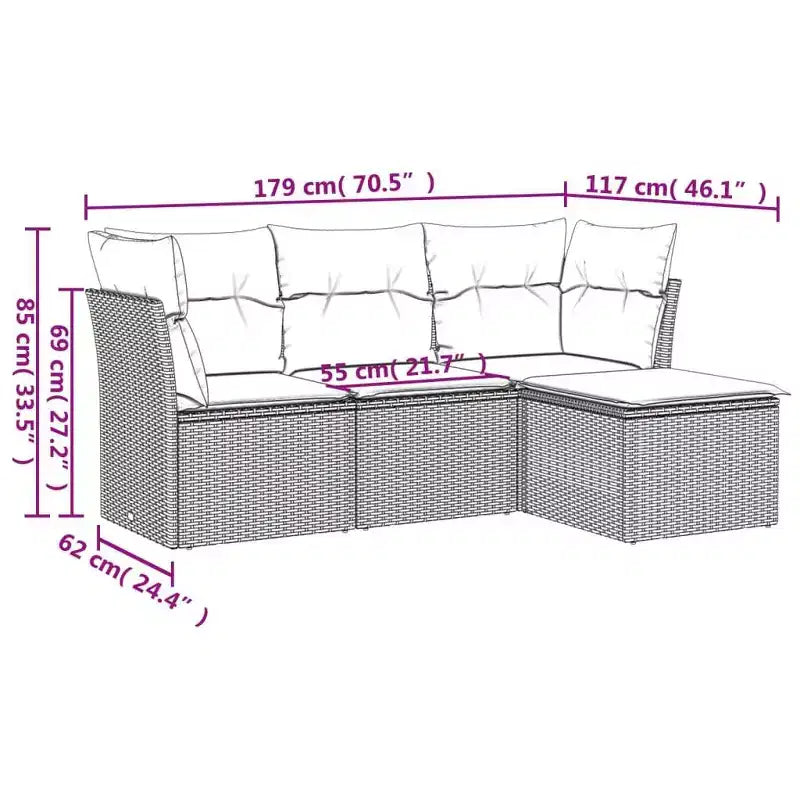 Ensemble de canapés de jardin VidaXL avec coussins, disponible en plusieurs coloris