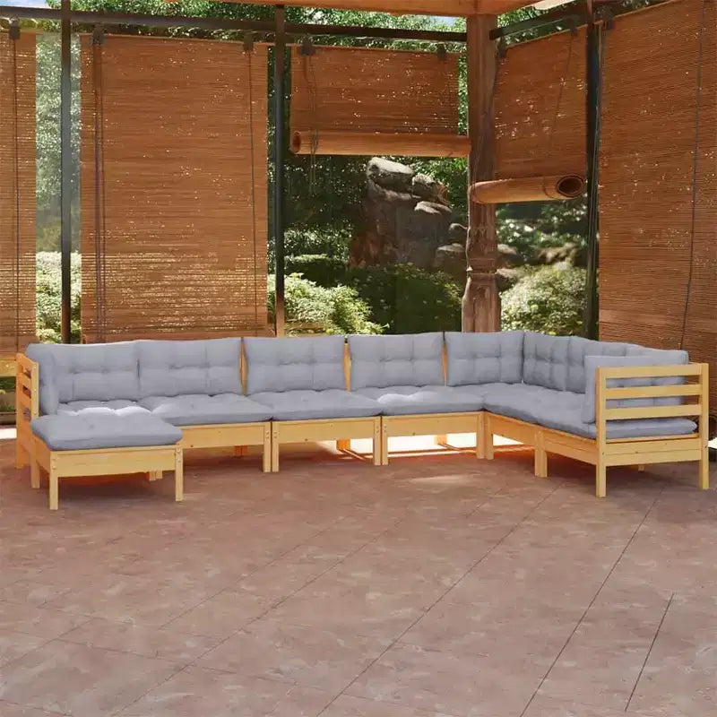 vidaXL Salon de jardin modulable – Bois de pin massif, Coussins