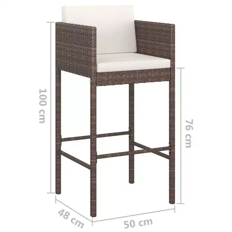 vidaXL Ensemble de bar de jardin avec coussins en rotin PE Siège 3/Couleurs multiples
