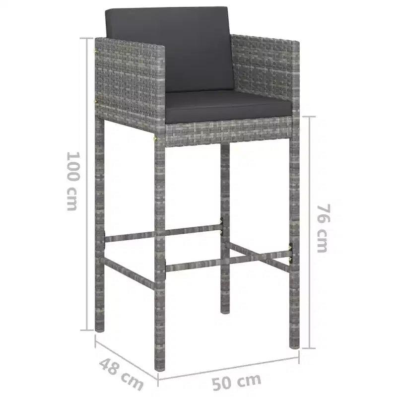 vidaXL Ensemble de bar de jardin avec coussins en rotin PE Siège 3/Couleurs multiples