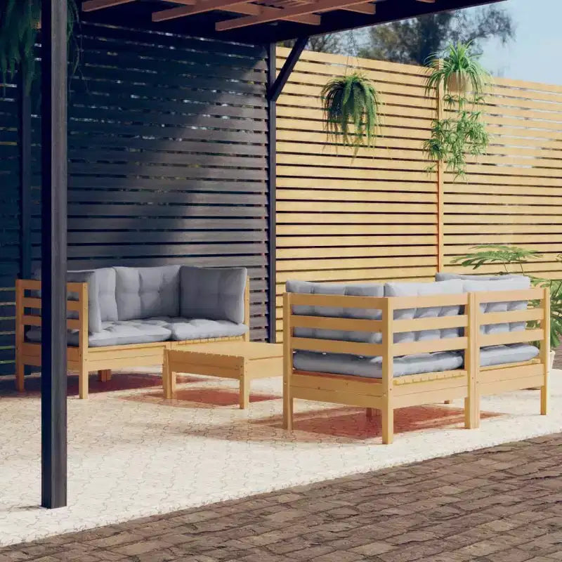 vidaXL Salon de jardin en pin massif avec coussins, multicolore