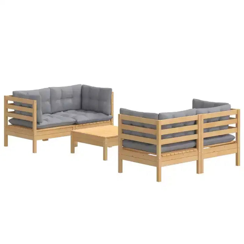 vidaXL Salon de jardin en pin massif avec coussins, multicolore