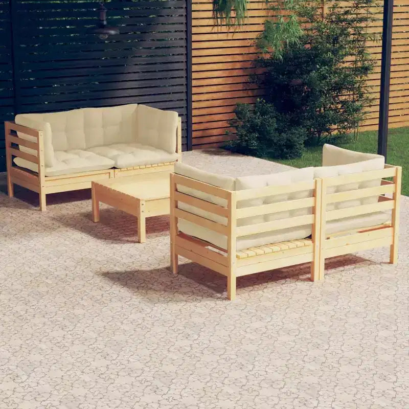 vidaXL Salon de jardin en pin massif avec coussins, multicolore