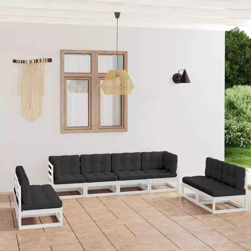 vidaXL Salon de jardin modulable avec coussins - Pin massif et tissu résistant aux intempéries