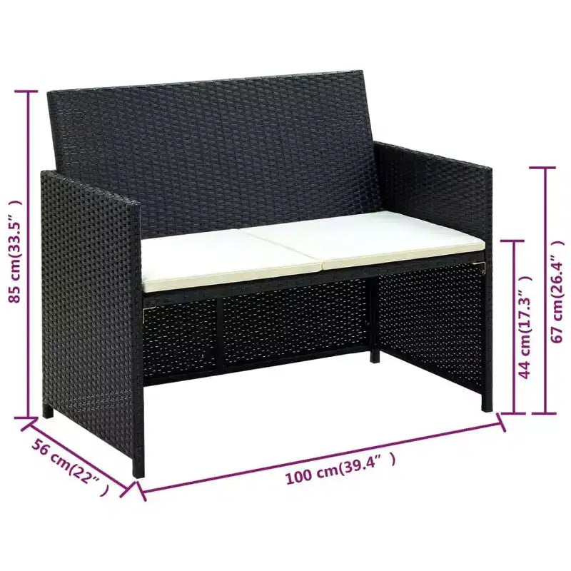 vidaXL Ensemble de canapés Résine tressée, acier revêtu par poudre, polyester Moyen