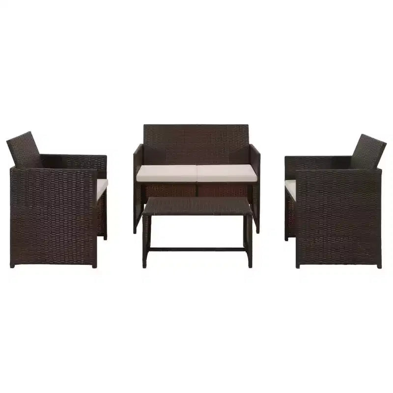 vidaXL Ensemble de canapés Résine tressée, acier revêtu par poudre, polyester Moyen