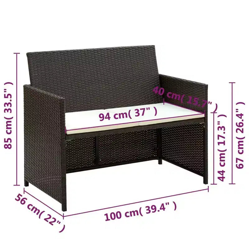 vidaXL Ensemble de canapés Résine tressée, acier revêtu par poudre, polyester Moyen