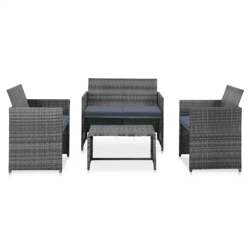 vidaXL Ensemble de canapés Résine tressée, acier revêtu par poudre, polyester Moyen
