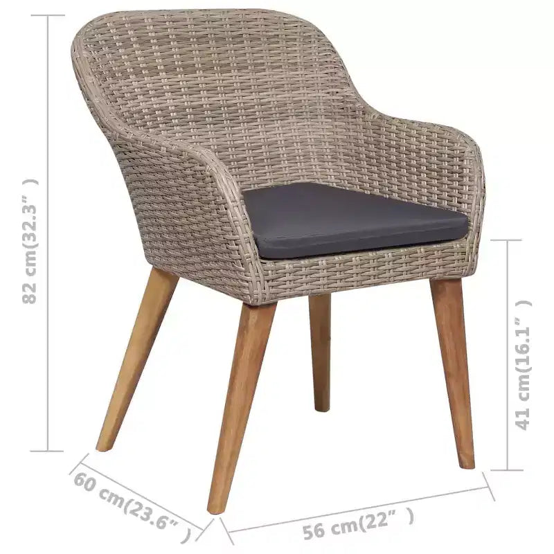 vidaXL Salon de Jardin Ensemble Table et Chaises Mobilier de Jardin en Résine Tressée