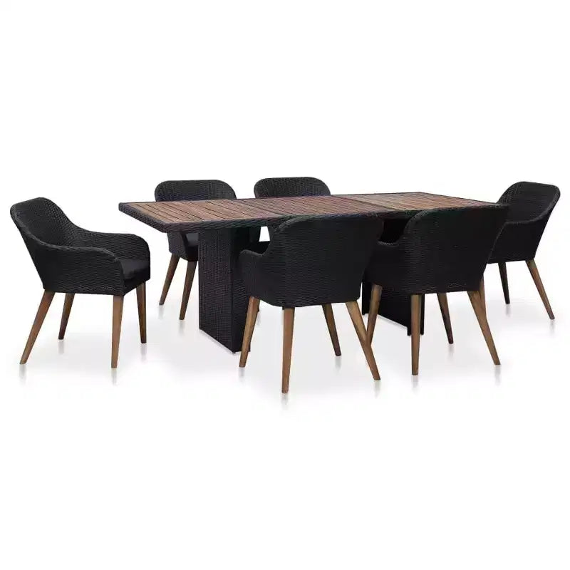 vidaXL Salon de Jardin Ensemble Table et Chaises Mobilier de Jardin en Résine Tressée