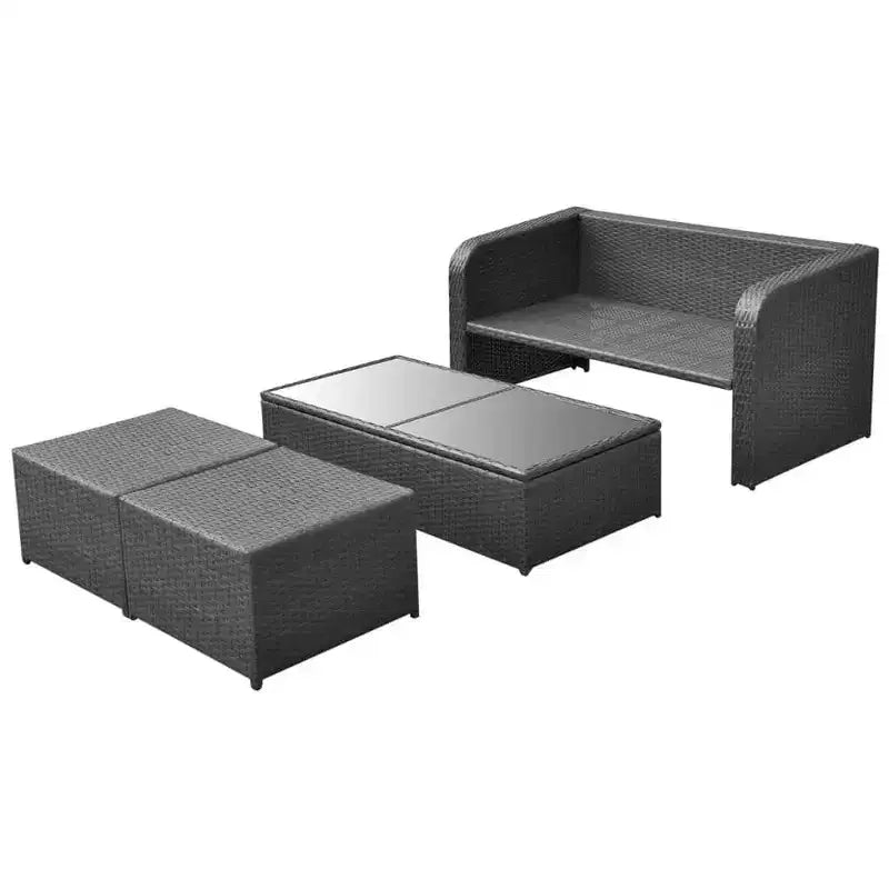 vidaXL Salon de jardin Salon de jardin avec table Résine tressée