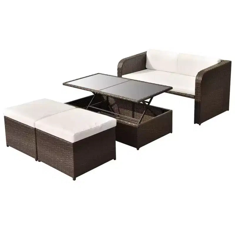 vidaXL Salon de jardin Salon de jardin avec table Résine tressée