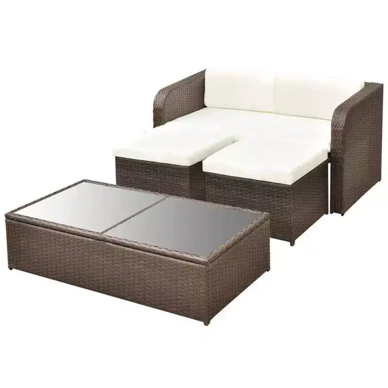 vidaXL Salon de jardin Salon de jardin avec table Résine tressée