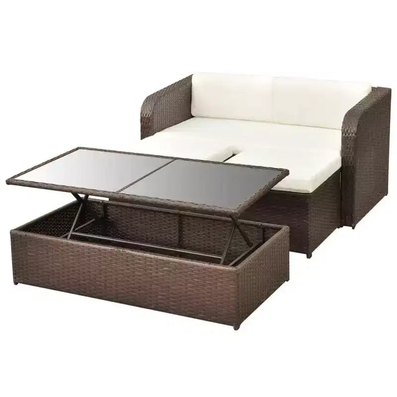 vidaXL Salon de jardin Salon de jardin avec table Résine tressée