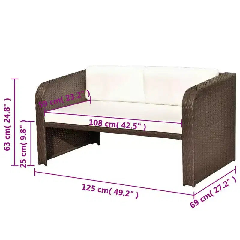 vidaXL Salon de jardin Salon de jardin avec table Résine tressée