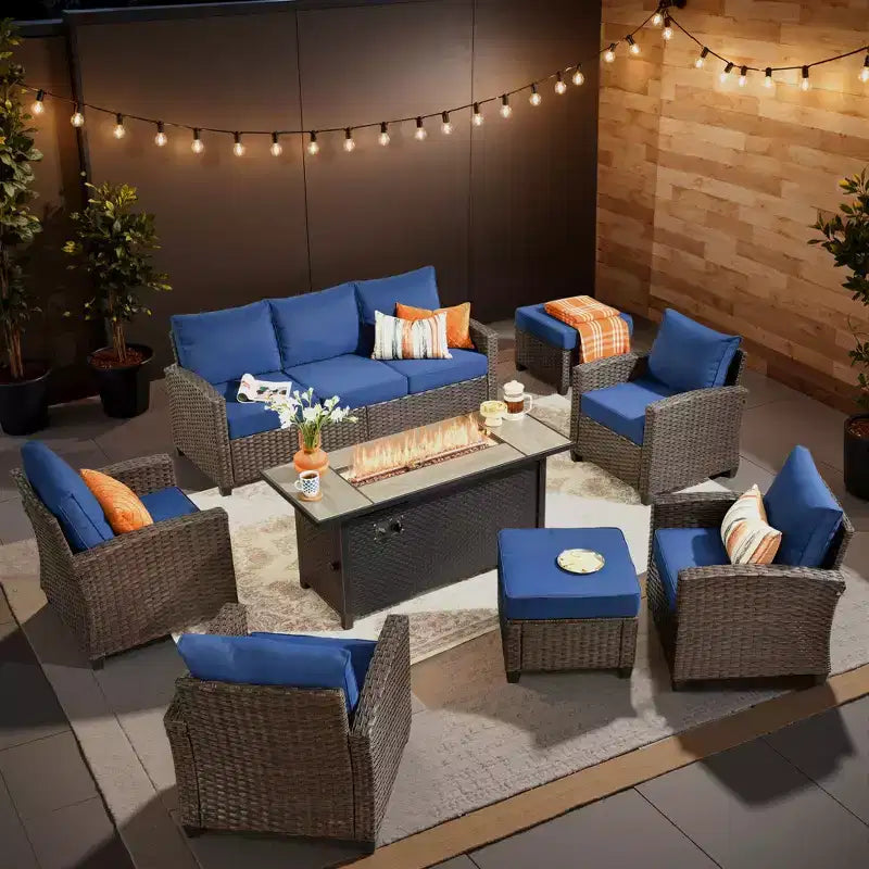 Ensemble de meubles de patio HOMLUX 8 pièces pour conversation extérieure