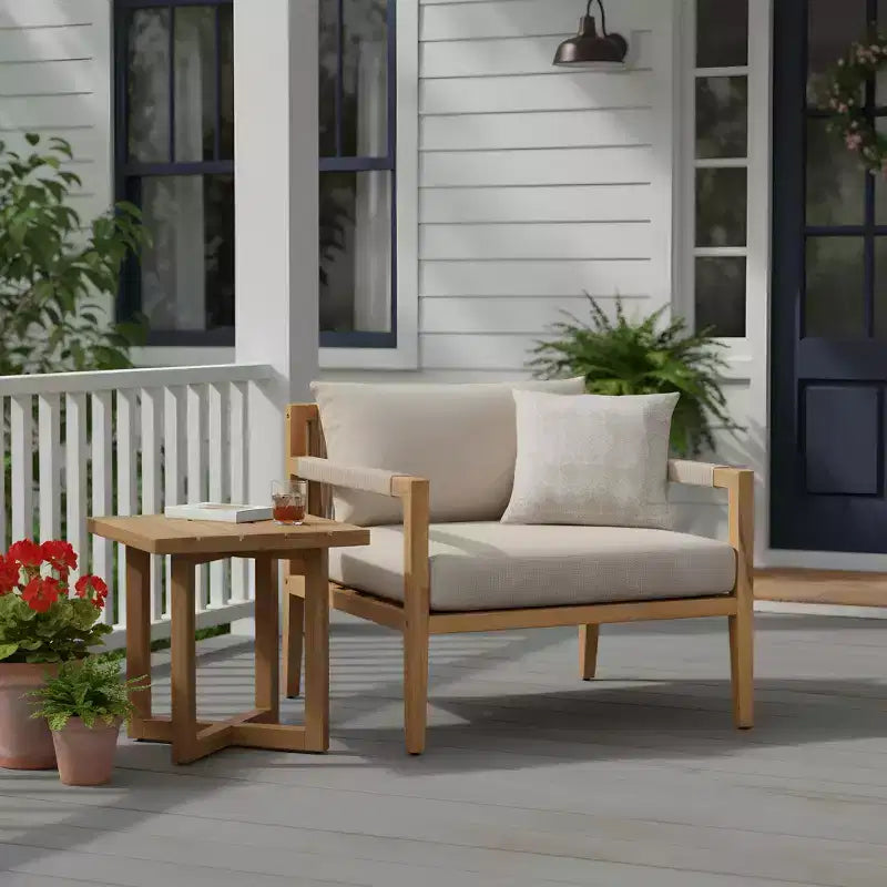 Christopher Knight Home Asha Ensemble de Chaises Modernes en Bois d'Acacia pour Patio avec Table d'Appoint à Lattes