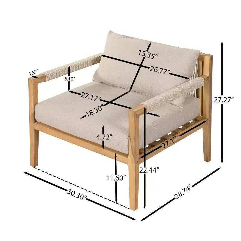 Christopher Knight Home Asha Ensemble de Chaises Modernes en Bois d'Acacia pour Patio avec Table d'Appoint à Lattes