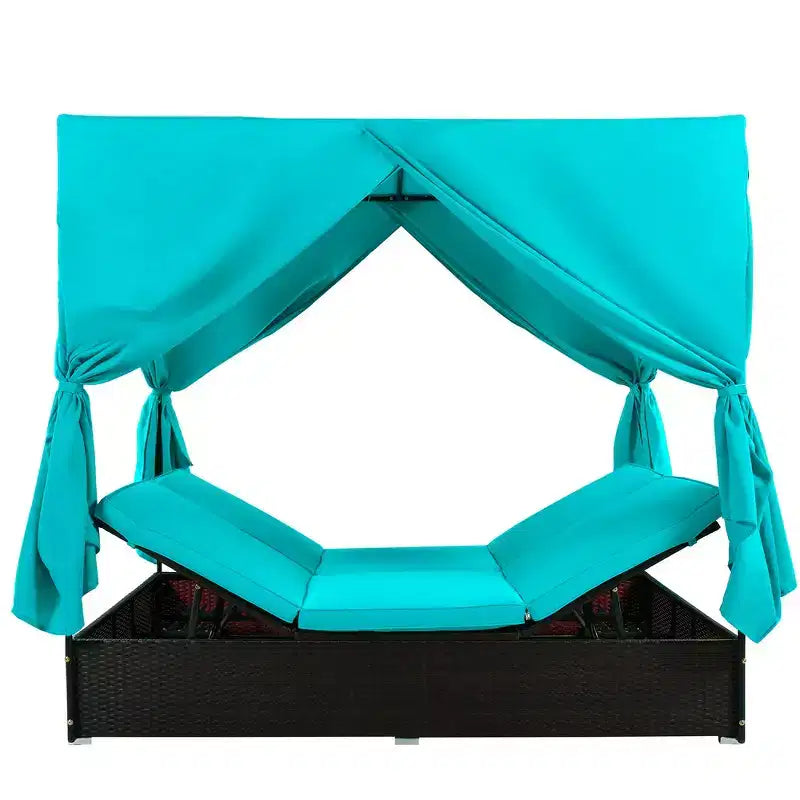 Whisen Bain de Soleil Canapé-Lit en Rotin avec Coussins et Assises Réglables