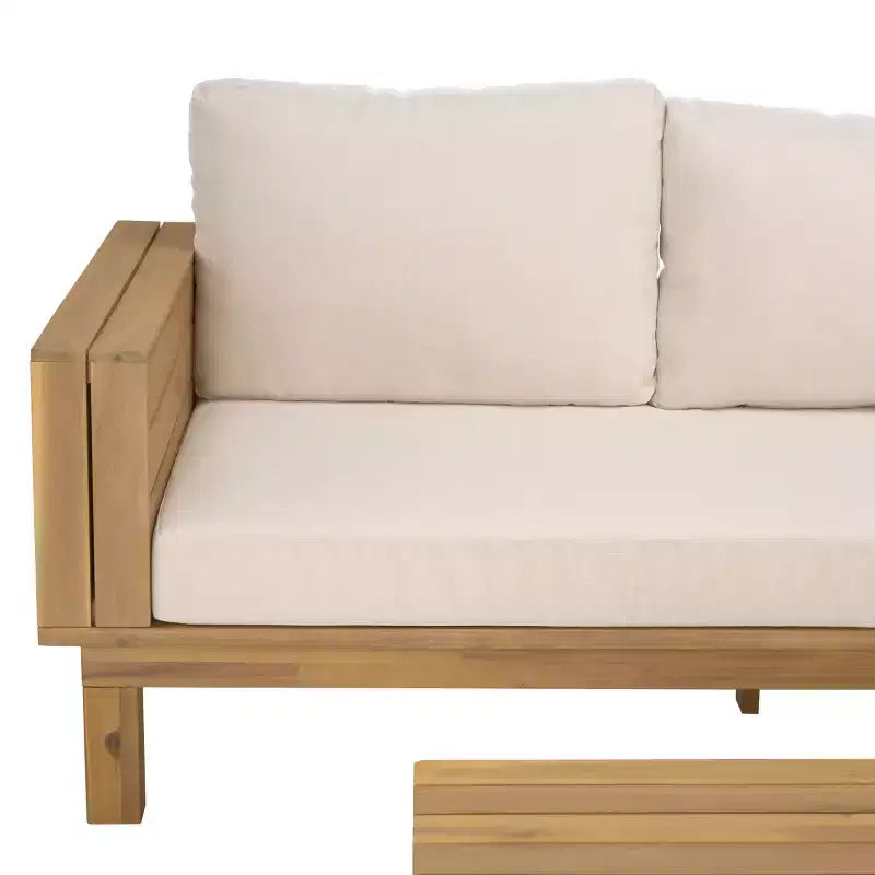 Ensemble de conversation d'extérieur 4 pièces en acacia Napol avec coussins – Intérieur/Extérieur – PAT6806 – Safavieh