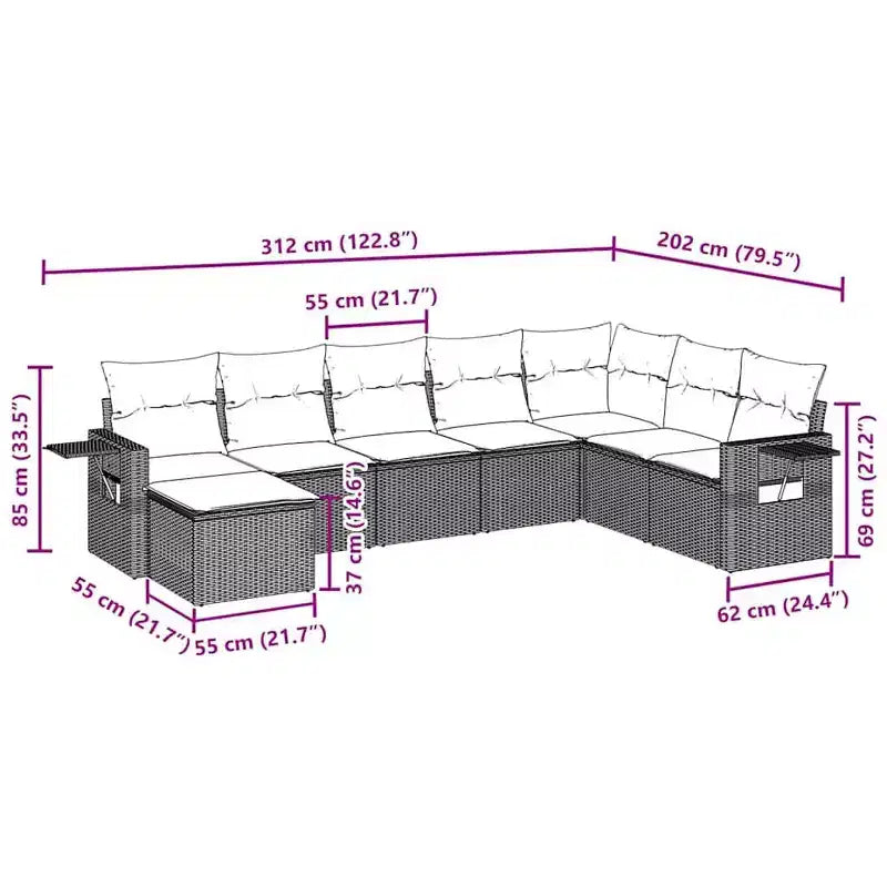 vidaXL Salon de jardin modulable avec rangements et coussins