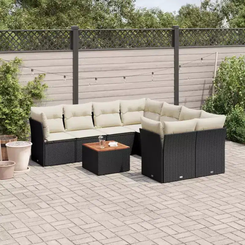 vidaXL Salon de jardin avec coussins en résine tressée
