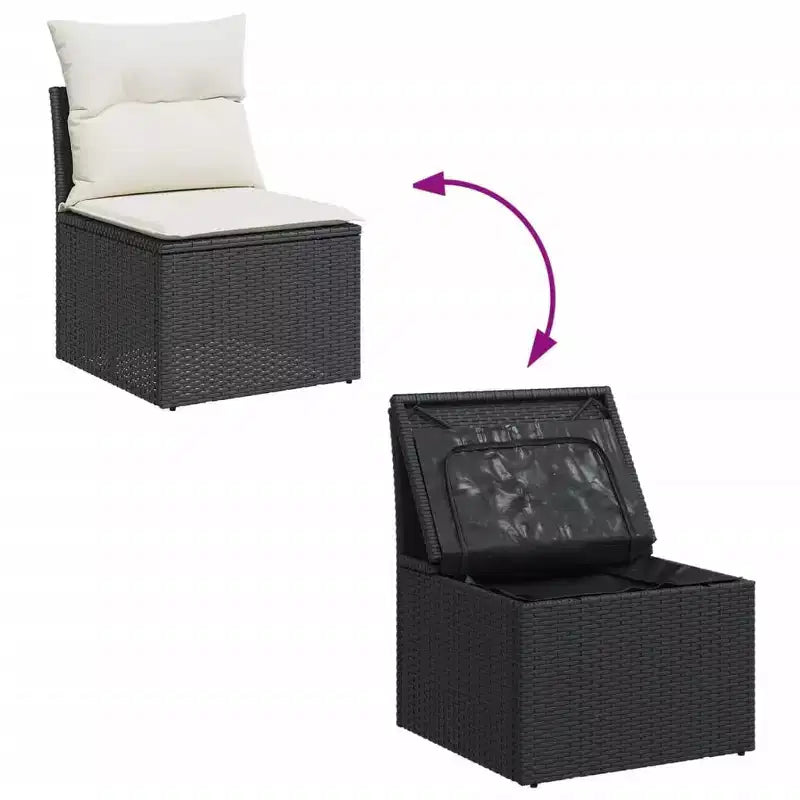vidaXL Salon de jardin avec coussins en résine tressée