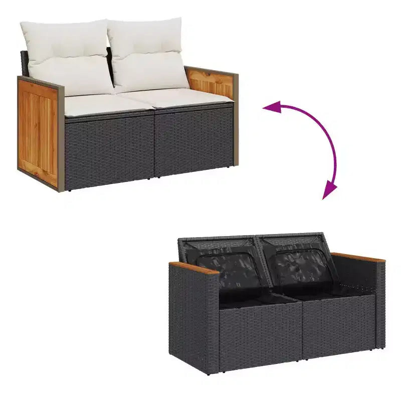 vidaXL Ensemble de canapés de jardin modulaires avec coussins et rangement