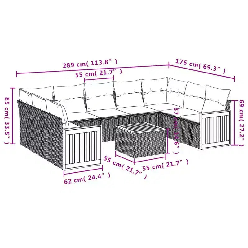 vidaXL Ensemble de canapés de jardin modulaires avec coussins et rangement