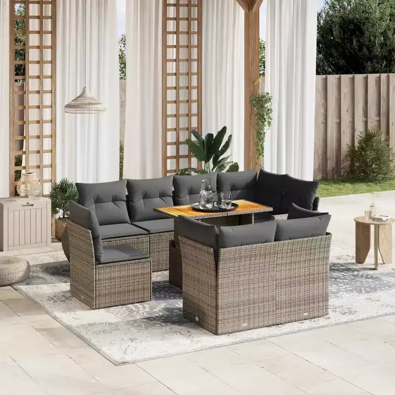 vidaXL Ensemble de canapés de jardin en résine tressée 9 pièces