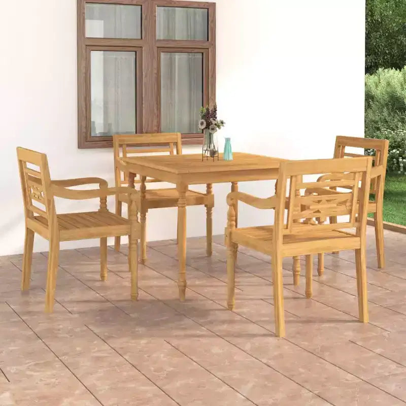 vidaXL Ensemble de salle à manger d'extérieur 5 pcs en bois de teck massif