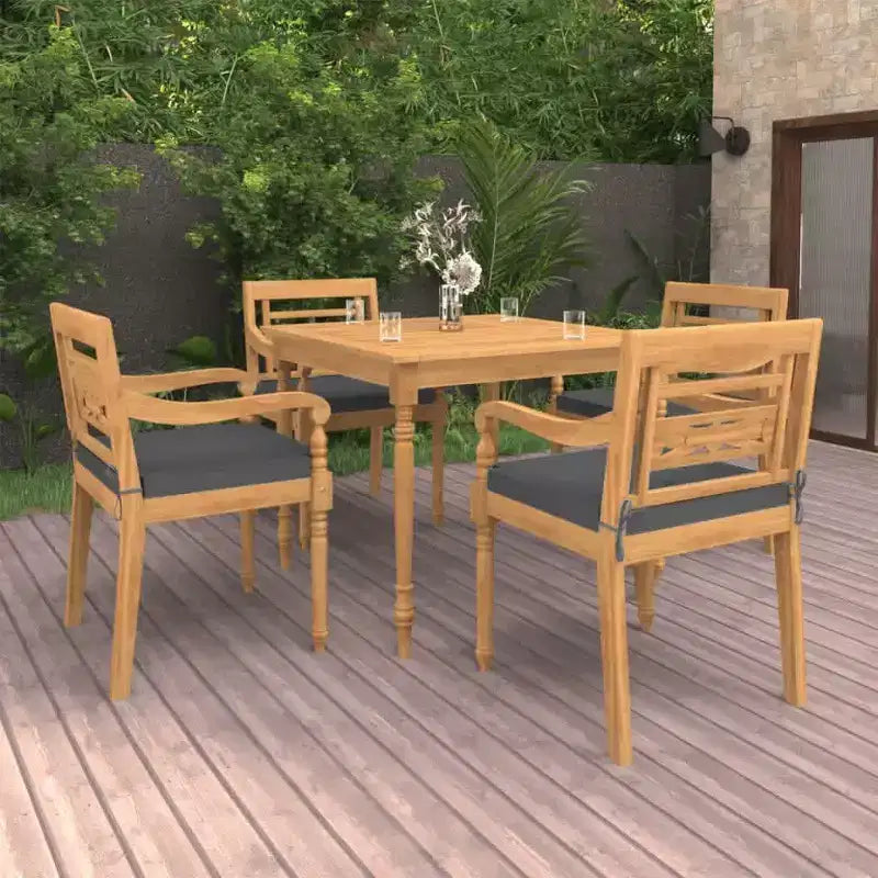 vidaXL Ensemble de salle à manger d'extérieur 5 pcs en bois de teck massif