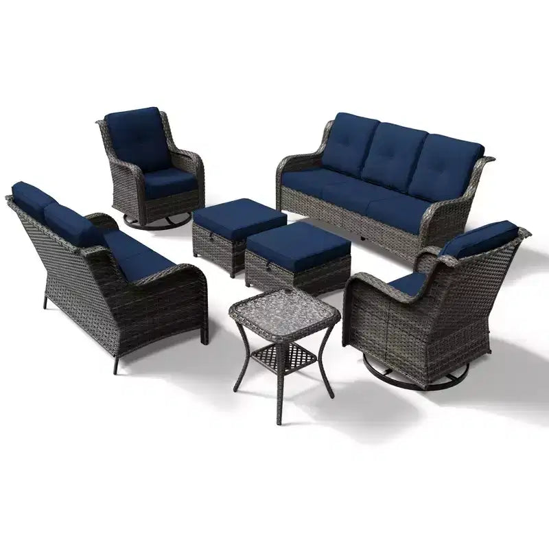 Ensemble de canapés d'extérieur UPTIOT Premium avec fauteuils pivotants et poufs multifonctionnels