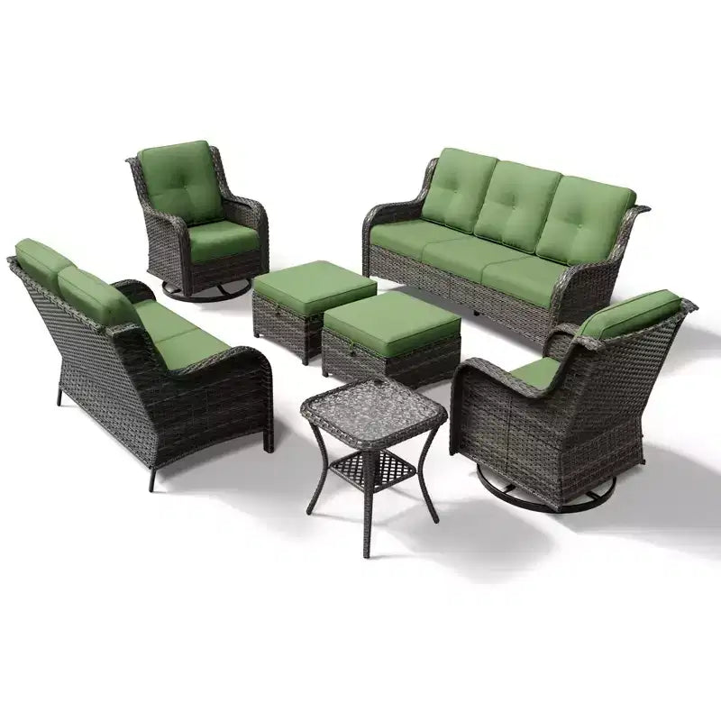 Ensemble de canapés d'extérieur UPTIOT Premium avec fauteuils pivotants et poufs multifonctionnels