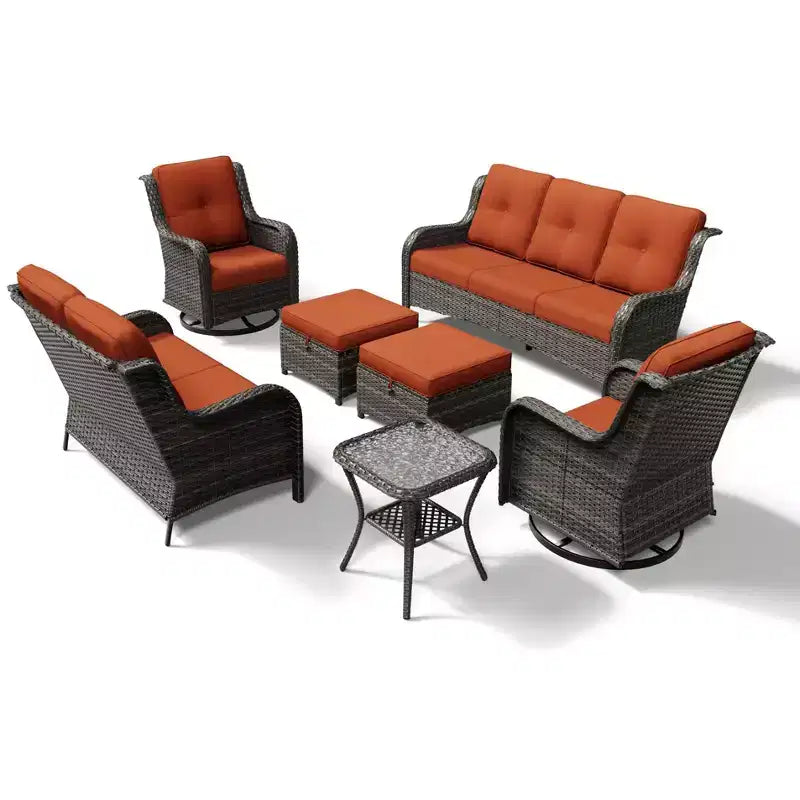 Ensemble de canapés d'extérieur UPTIOT Premium avec fauteuils pivotants et poufs multifonctionnels