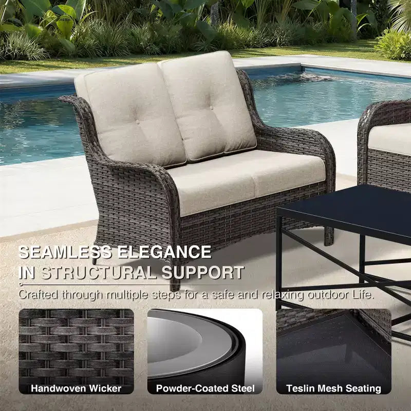 Ensemble de canapés d'extérieur UPTIOT Premium avec fauteuils pivotants et poufs multifonctionnels