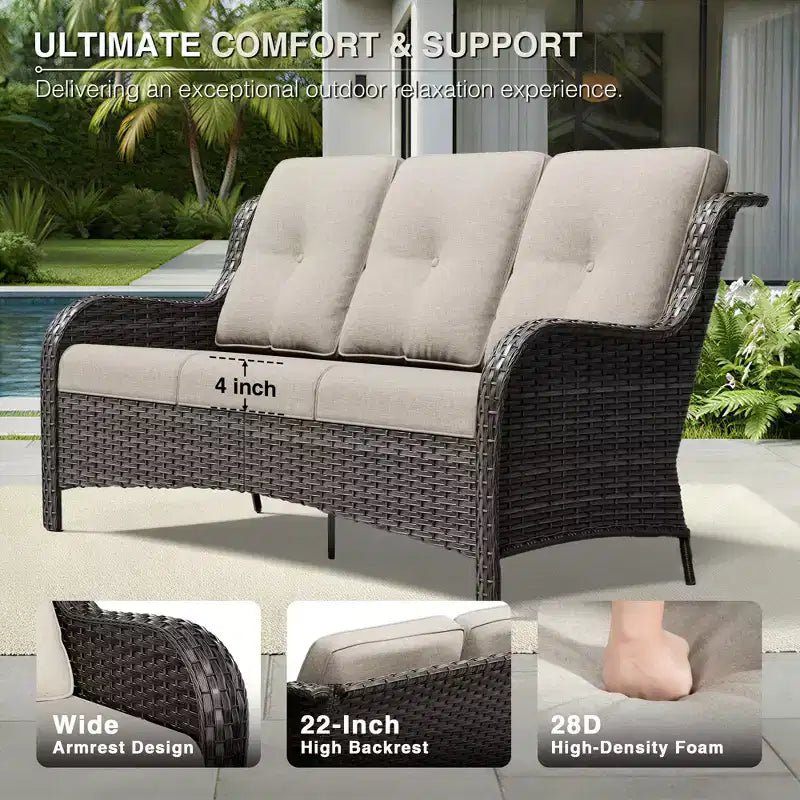 Ensemble de canapés d'extérieur UPTIOT Premium avec fauteuils pivotants et poufs multifonctionnels