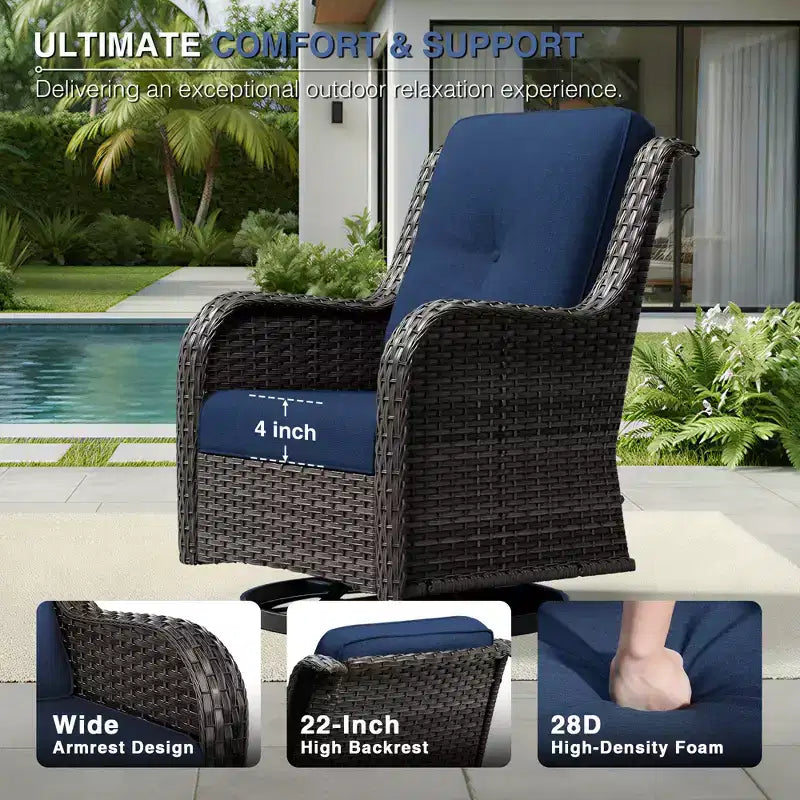 Ensemble de canapé d'extérieur 2 places UPTIOT Premium avec fauteuils pivotants et poufs multifonctionnels