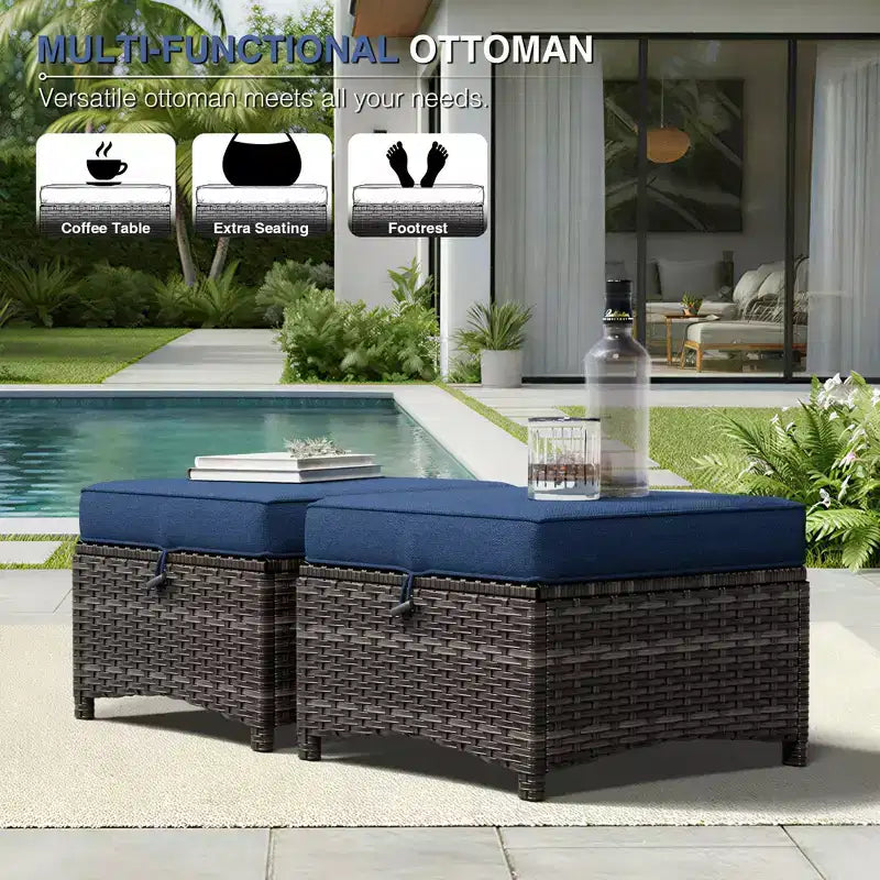 Ensemble de canapé d'extérieur 2 places UPTIOT Premium avec fauteuils pivotants et poufs multifonctionnels