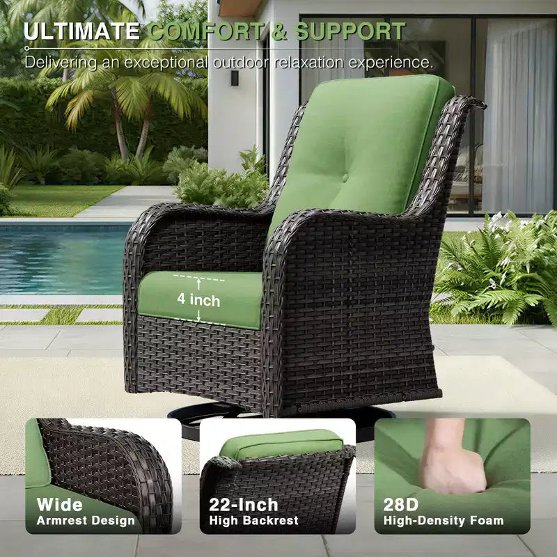 Ensemble de canapé d'extérieur 2 places UPTIOT Premium avec fauteuils pivotants et poufs multifonctionnels