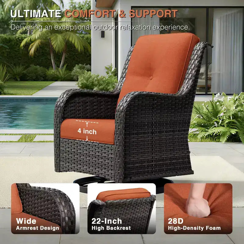Ensemble de canapé d'extérieur 2 places UPTIOT Premium avec fauteuils pivotants et poufs multifonctionnels