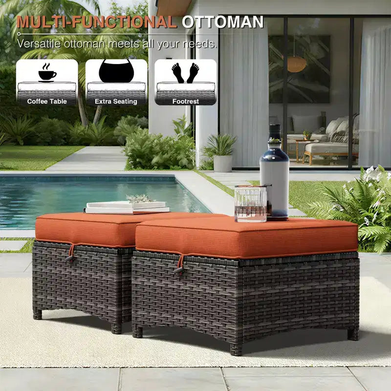 Ensemble de canapé d'extérieur 2 places UPTIOT Premium avec fauteuils pivotants et poufs multifonctionnels